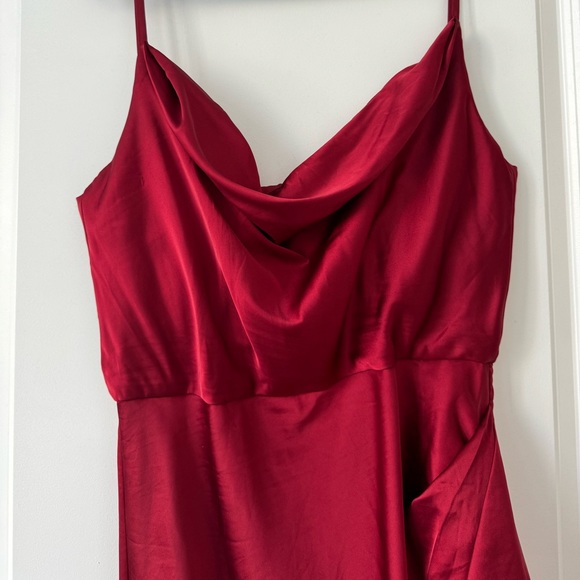 Penelope High Slit Dress- Deep Red - Picture 4 of 7